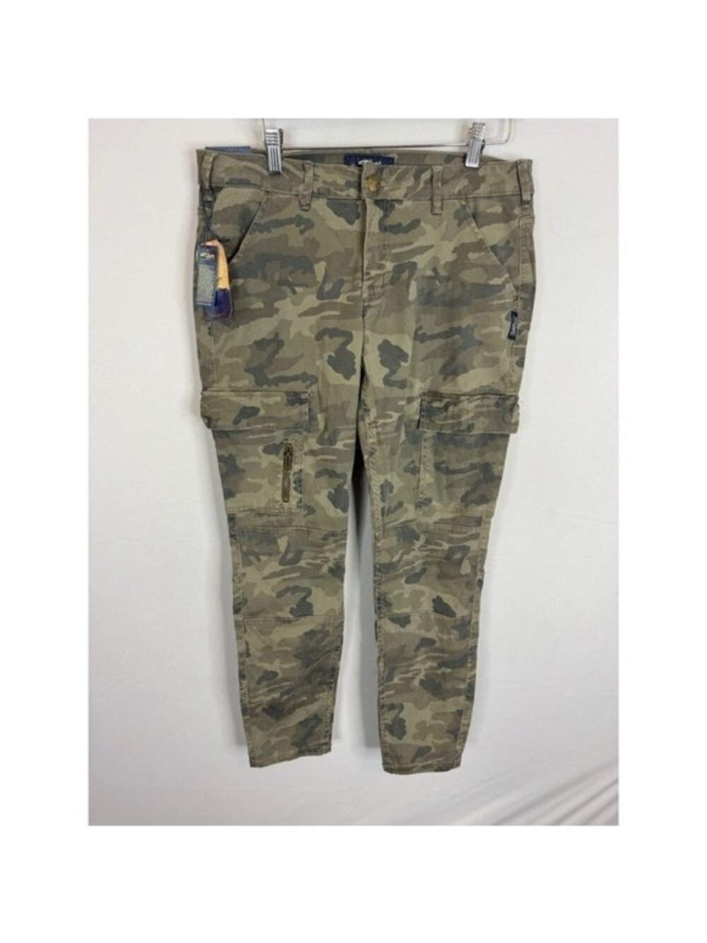 Silver Jeans Co Womens Skinny Cargo Camo Pants Olive Green 34X29 NWT